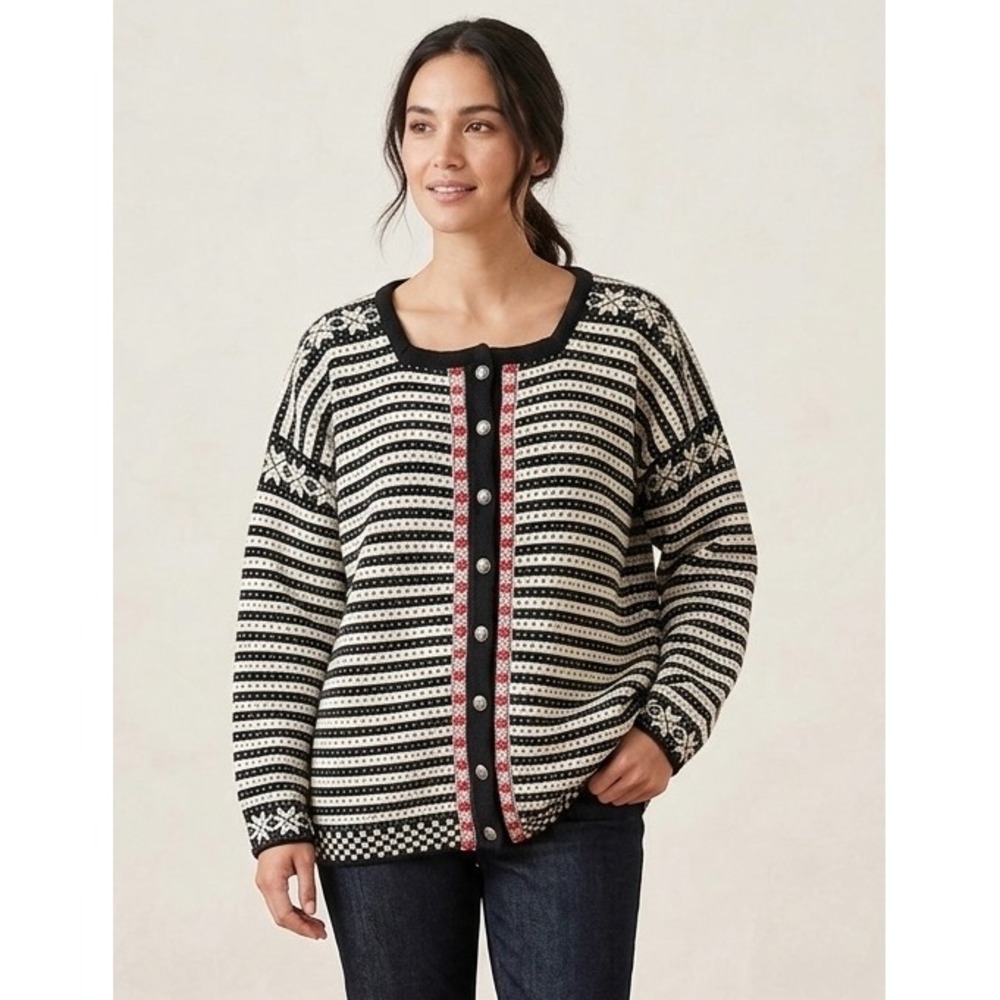 Oleana The Norwegian Story Cardigan Sweater 100% Wool Nordic Fair Isle Norway